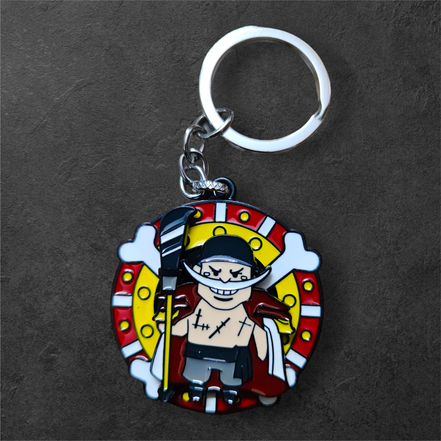 One-piece white beard spinner keychain