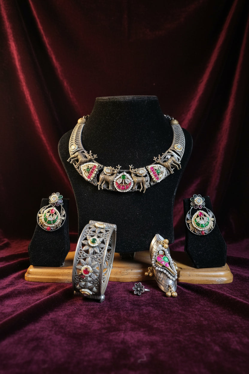 Pachi kundan Navratri Jewellery Combo