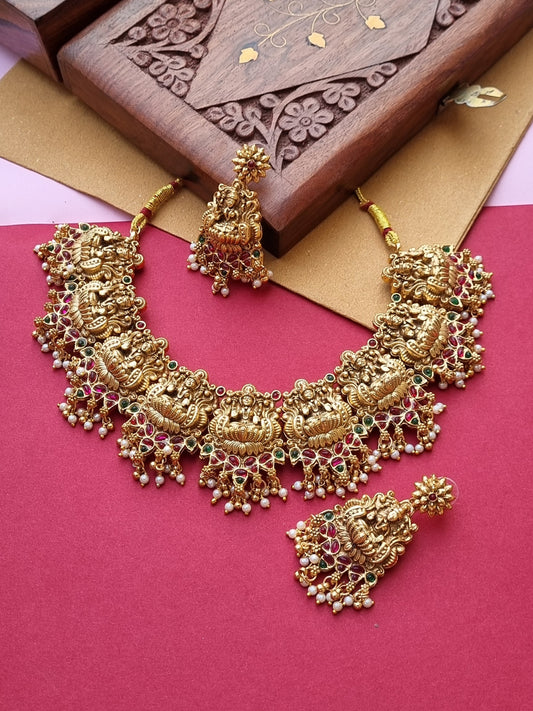 Laxmi Gold Choker Set- Temple Jewellery