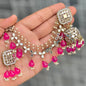 Mirror Extension Jhumka with Mangtik- Pink