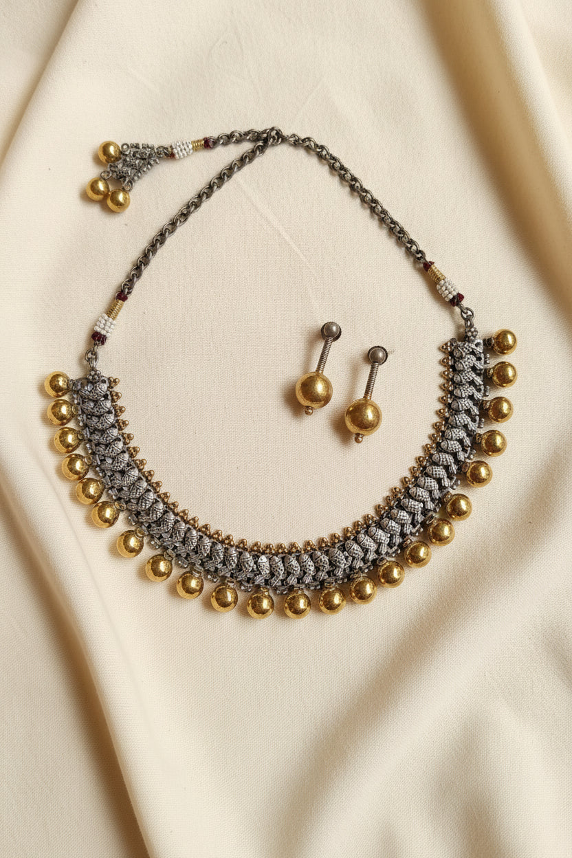 Dual Tone Choker Set- Brass