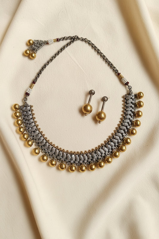 Dual Tone Choker Set- Brass