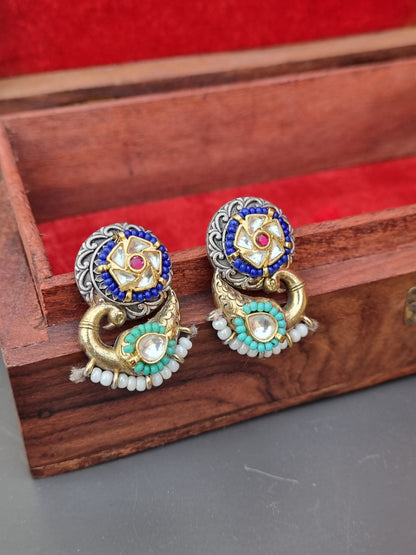 Sofia Dual tone Pachi Statement Earrings