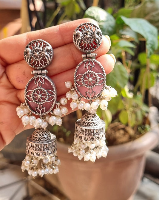 Joey Silver Brass Jhumka