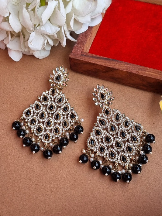 Pakhi Kundan Chandbalis - Black