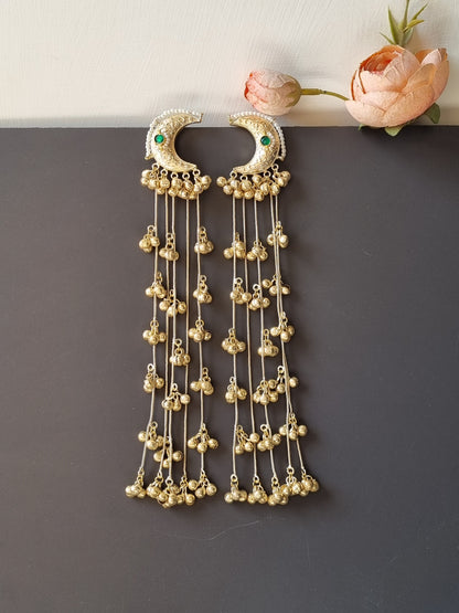 Moon Golden Pachi Kundan Kashmiri Earrings