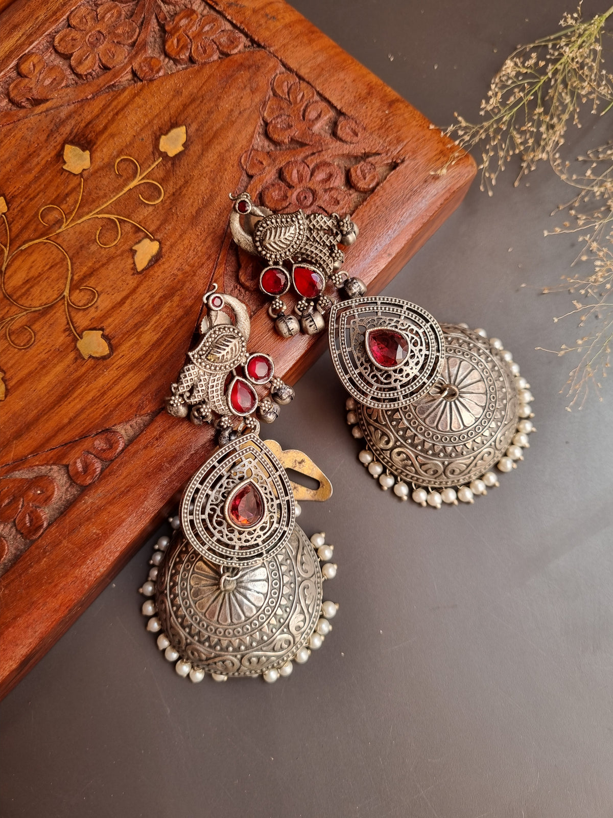 Mayur Brass Stone Jhumka