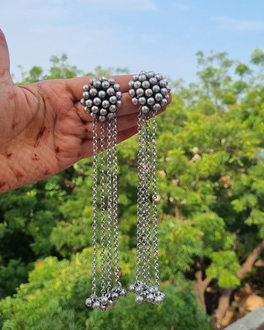 Long Oxidised Earrings