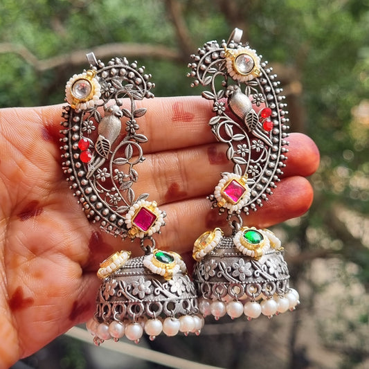 Silver Replica brass pachi kundan Earcuffs