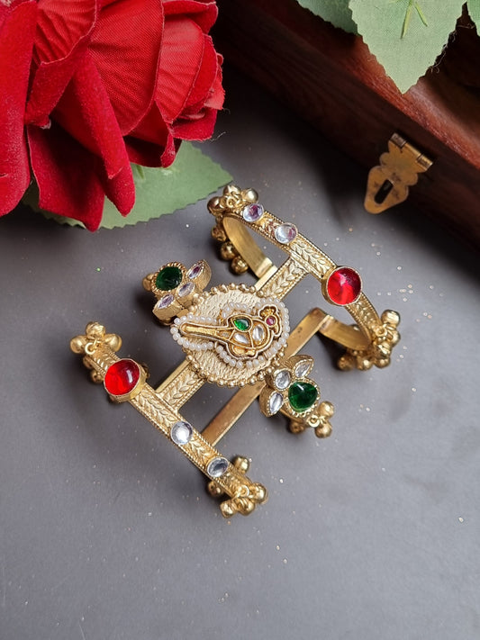 Mahnoor Golden Pachi Statement Brass Handcuff/Kada