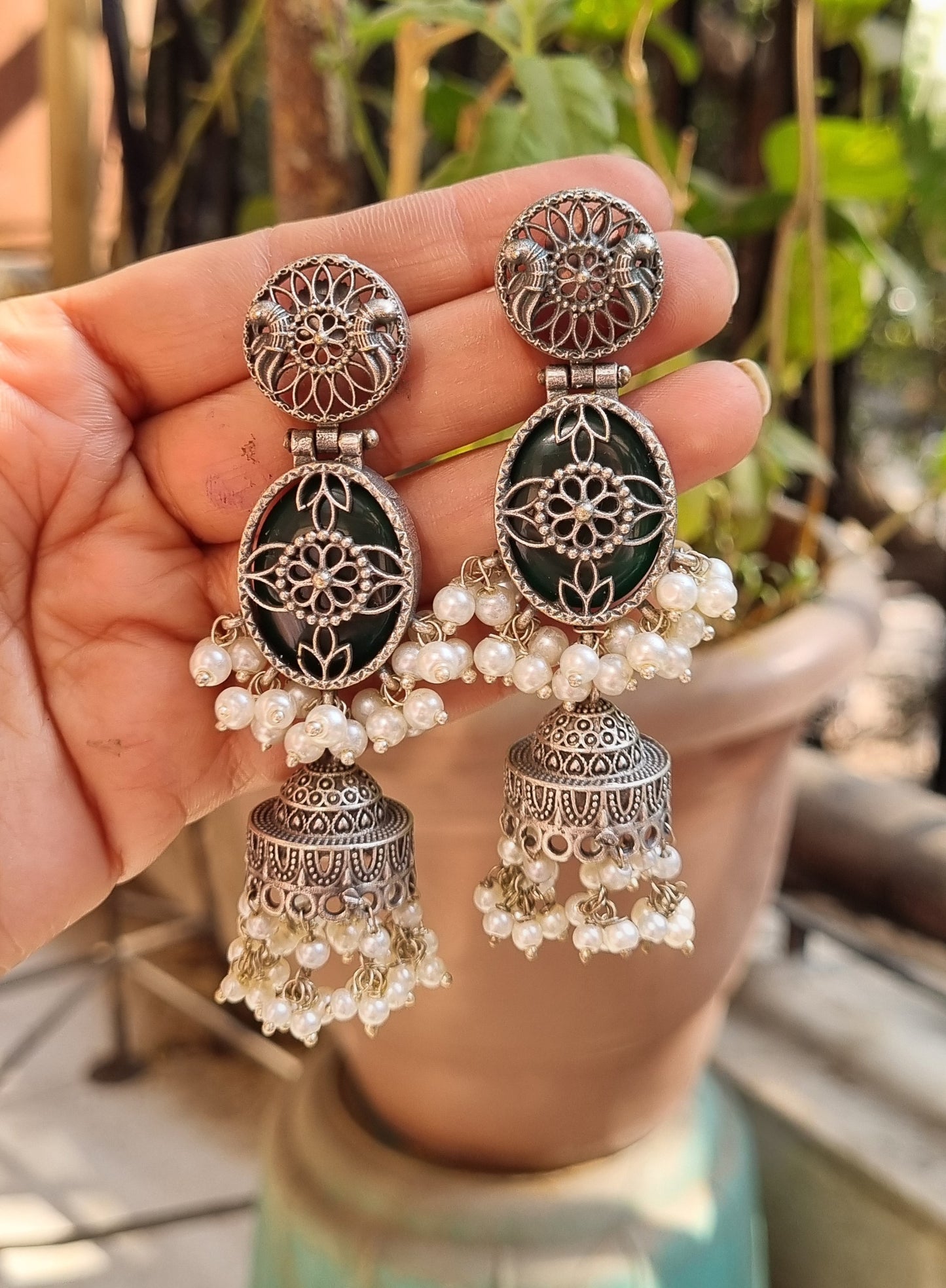 Joey Silver Brass Jhumka