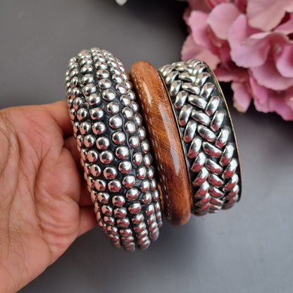 Set of 3- Wooden Bangles stack