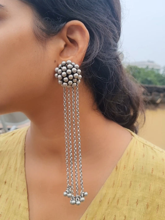 Long Oxidised Earrings
