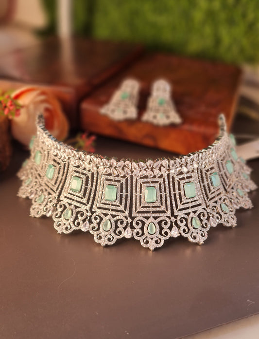 AD Bridal Choker set- Mint