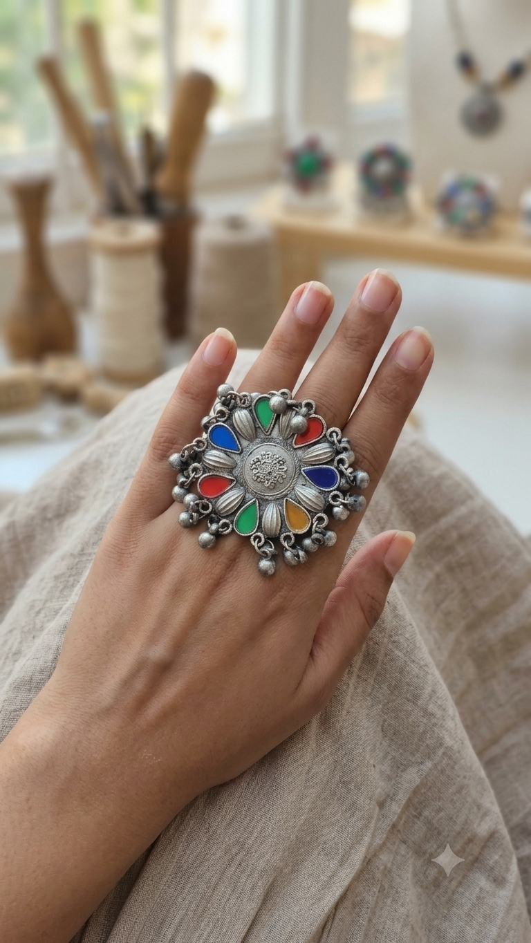 Glass Afghani Ring