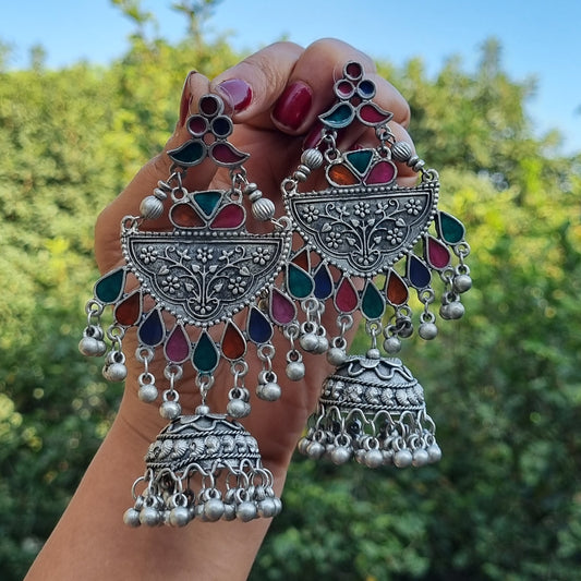 Enamel Oxidised Jhumka