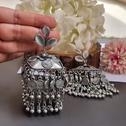 Mirror Oxidised jhumka