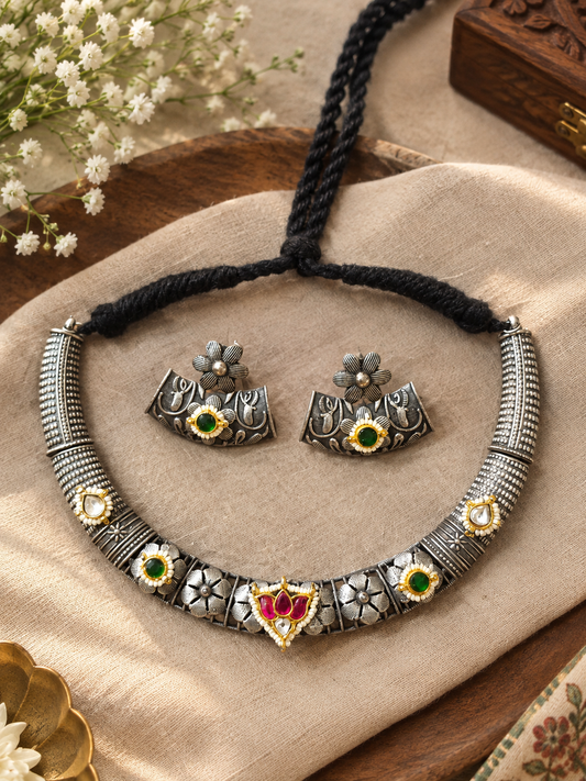 Chandani Pachi Brass Hasli Set