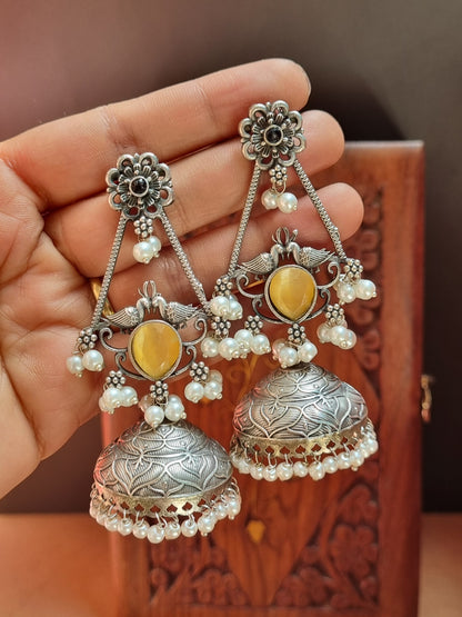 Baghi Silver Brass Jhumka