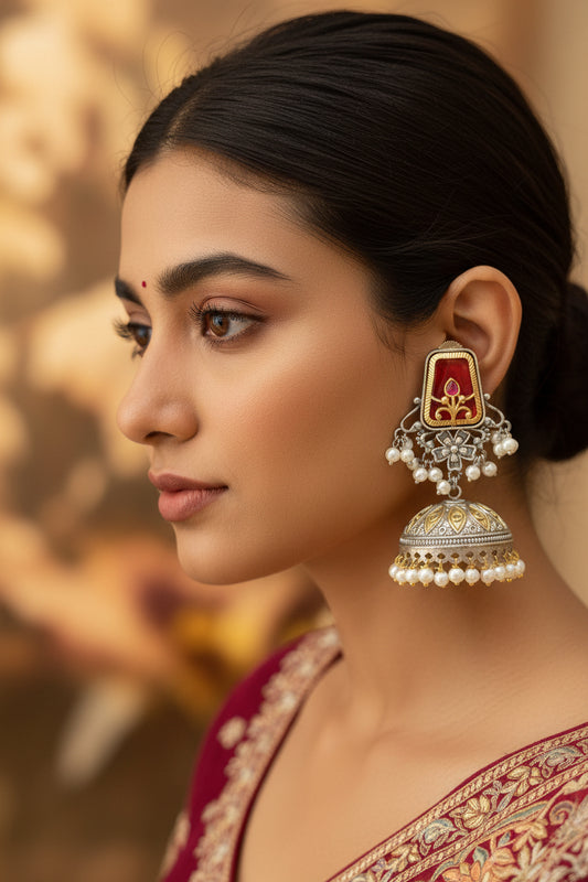 Munaar Dual tone Brass Jhumka