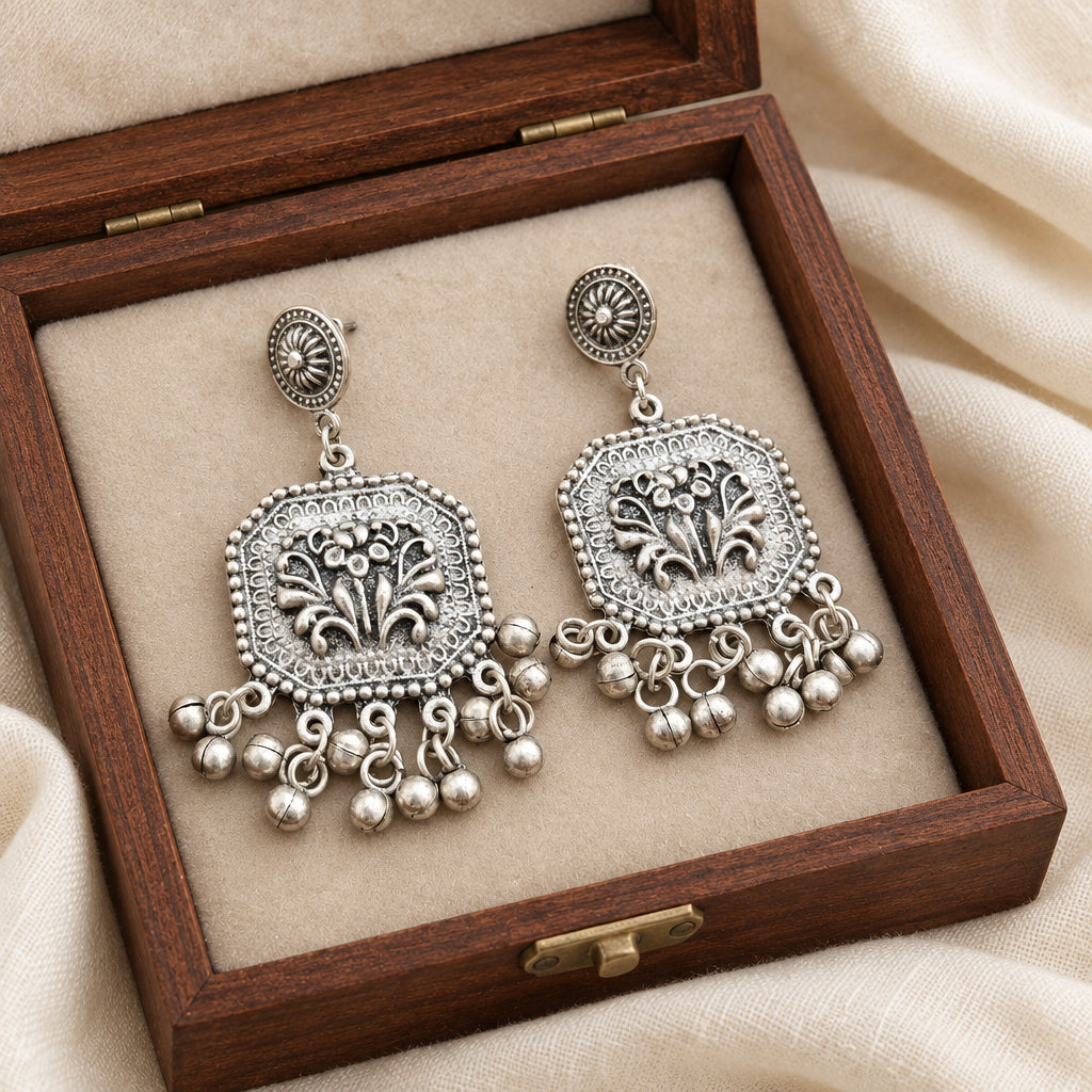 Nandi Long Oxidised Necklace Set