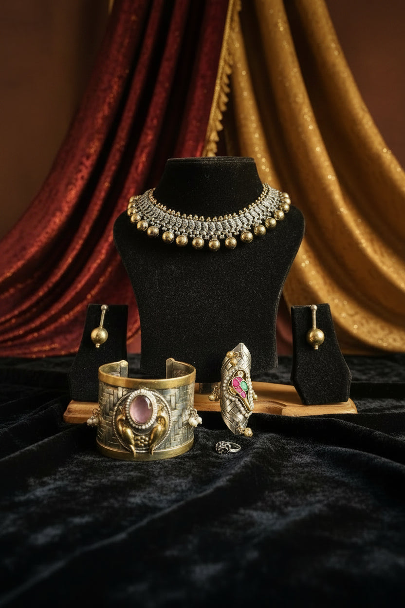 Dual tone Navratri Jewellery Combo