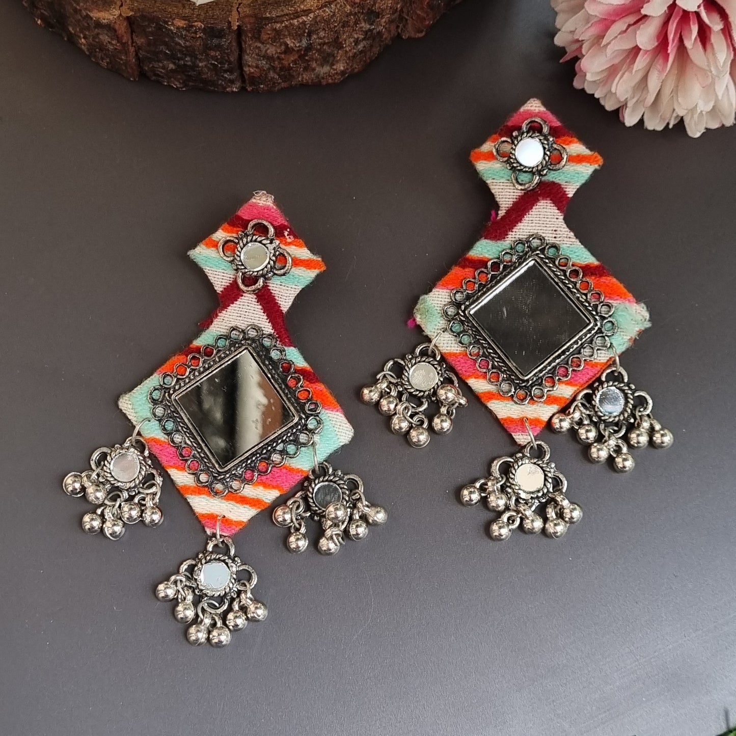 Fabric Mirror earrings