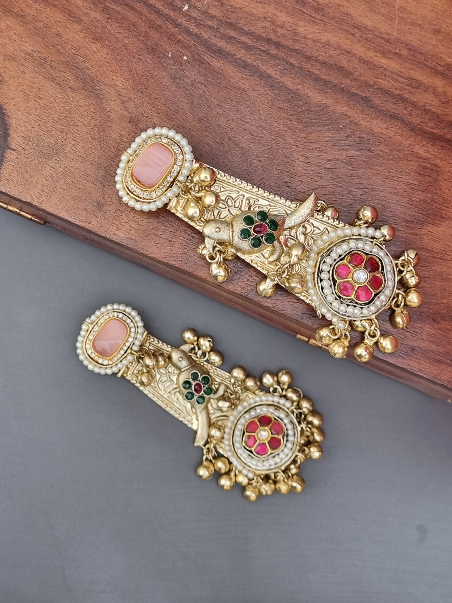 Amyra Golden Pachi Statement Earrings