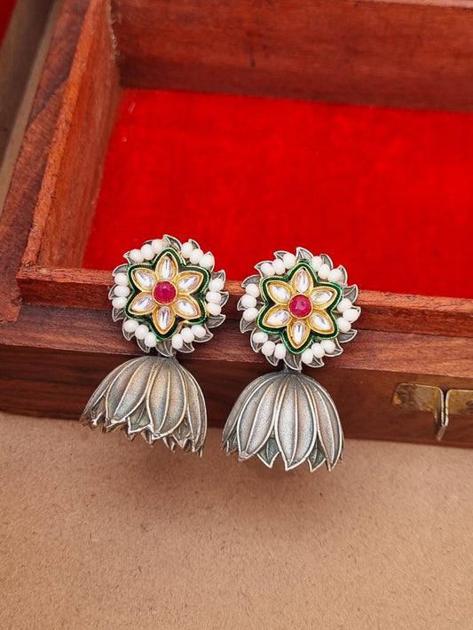 Fusion Flower Brass Jhumki