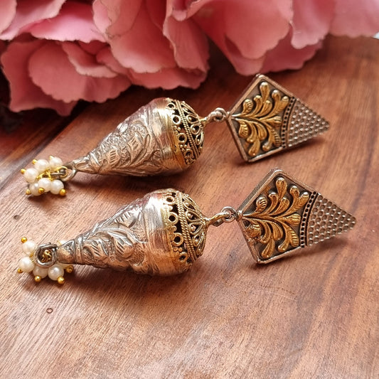 Dual tone  brass jhumka