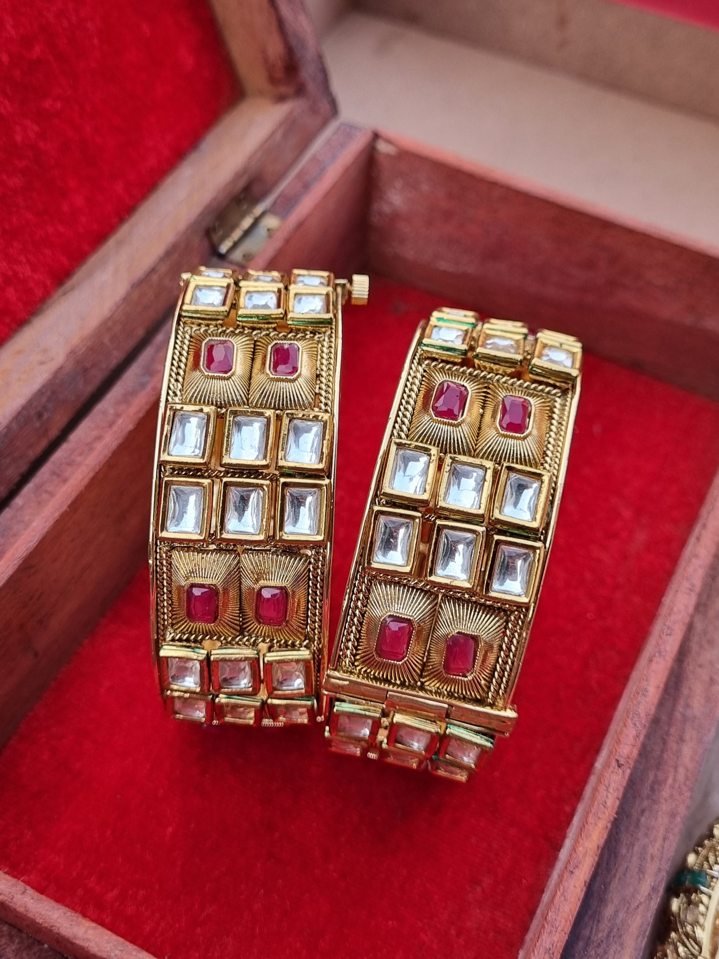 Gold Plated Polki Kada/ Bangles-Pair