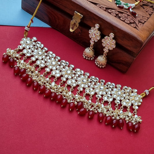 Kundan Pearl choker Necklace set