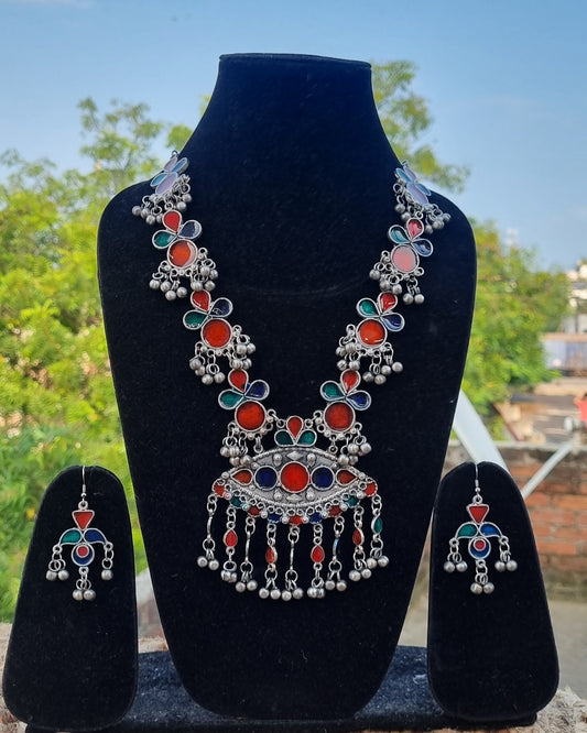 Enamel Oxidised Necklace set