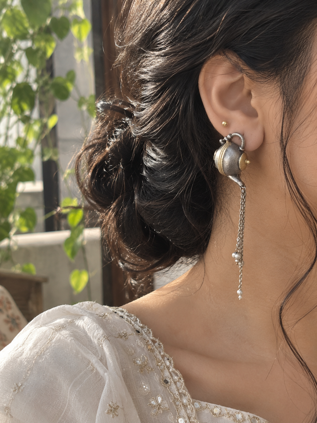 Kettle Dual tone Brass Earrings