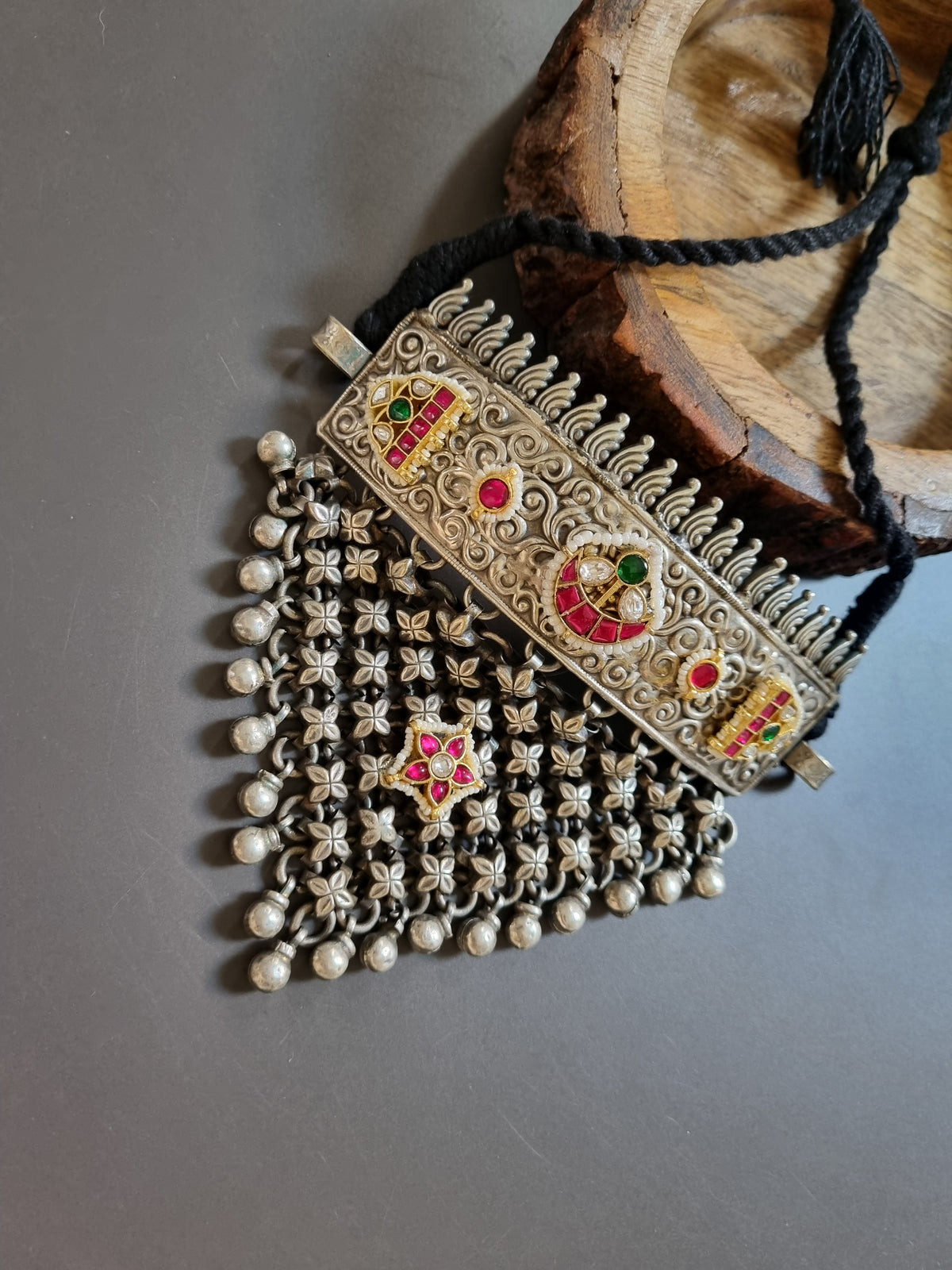 Navratri Pachi Fusion Brass Hasli Choker