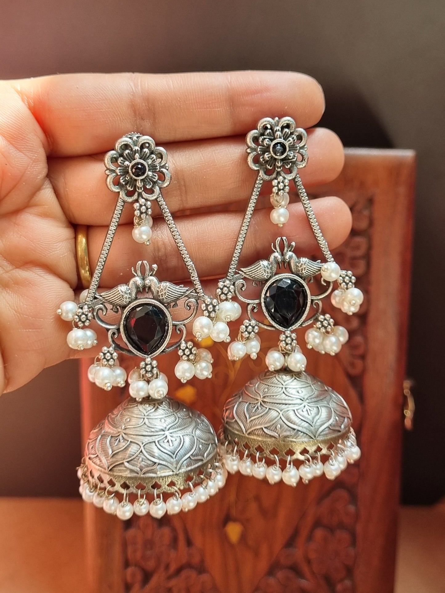 Baghi Silver Brass Jhumka