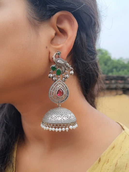 Mayur Brass jhumka- Bahara Collection
