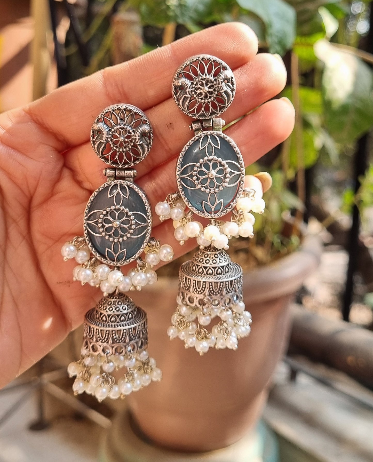 Joey Silver Brass Jhumka