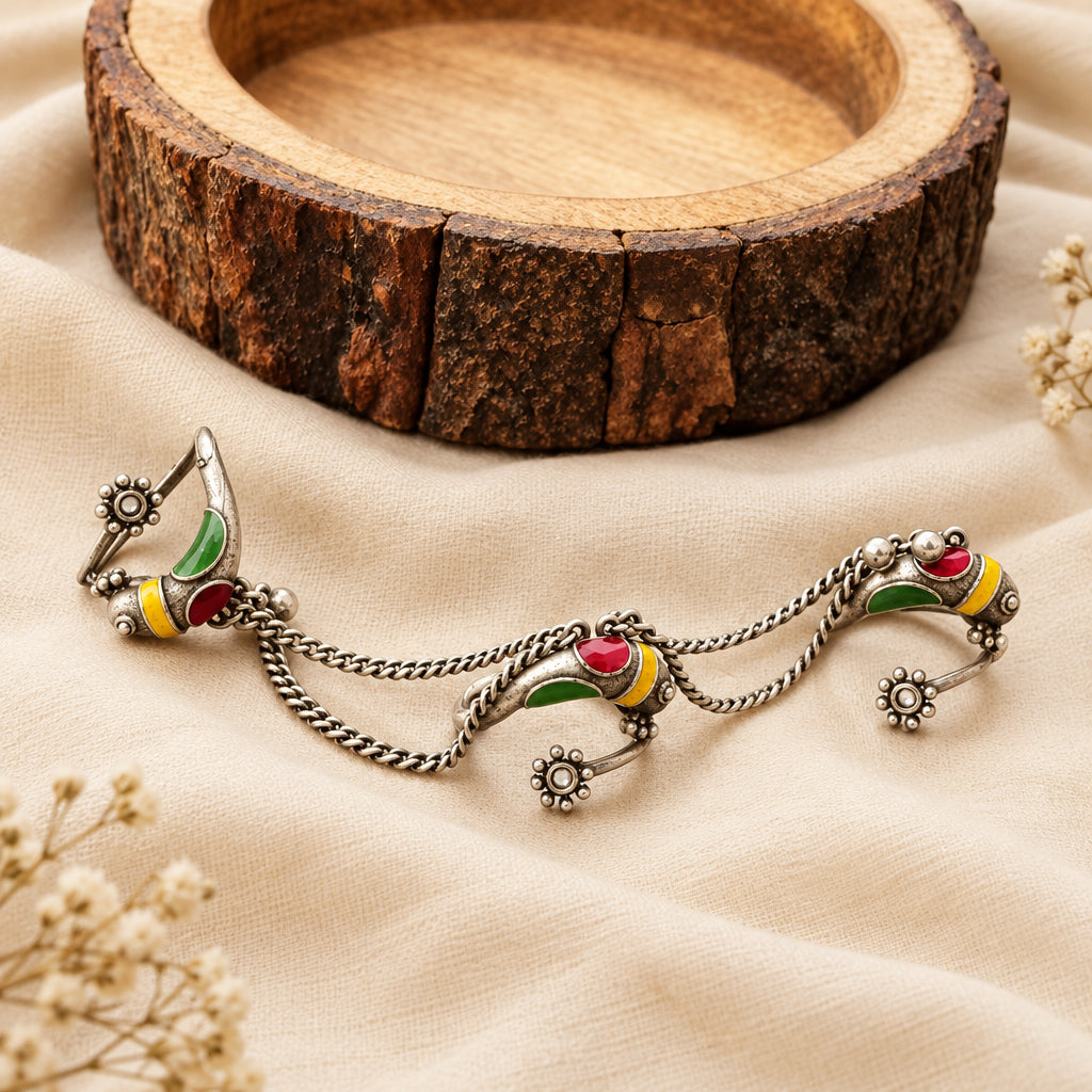 3 finger amrpali Brass Ring
