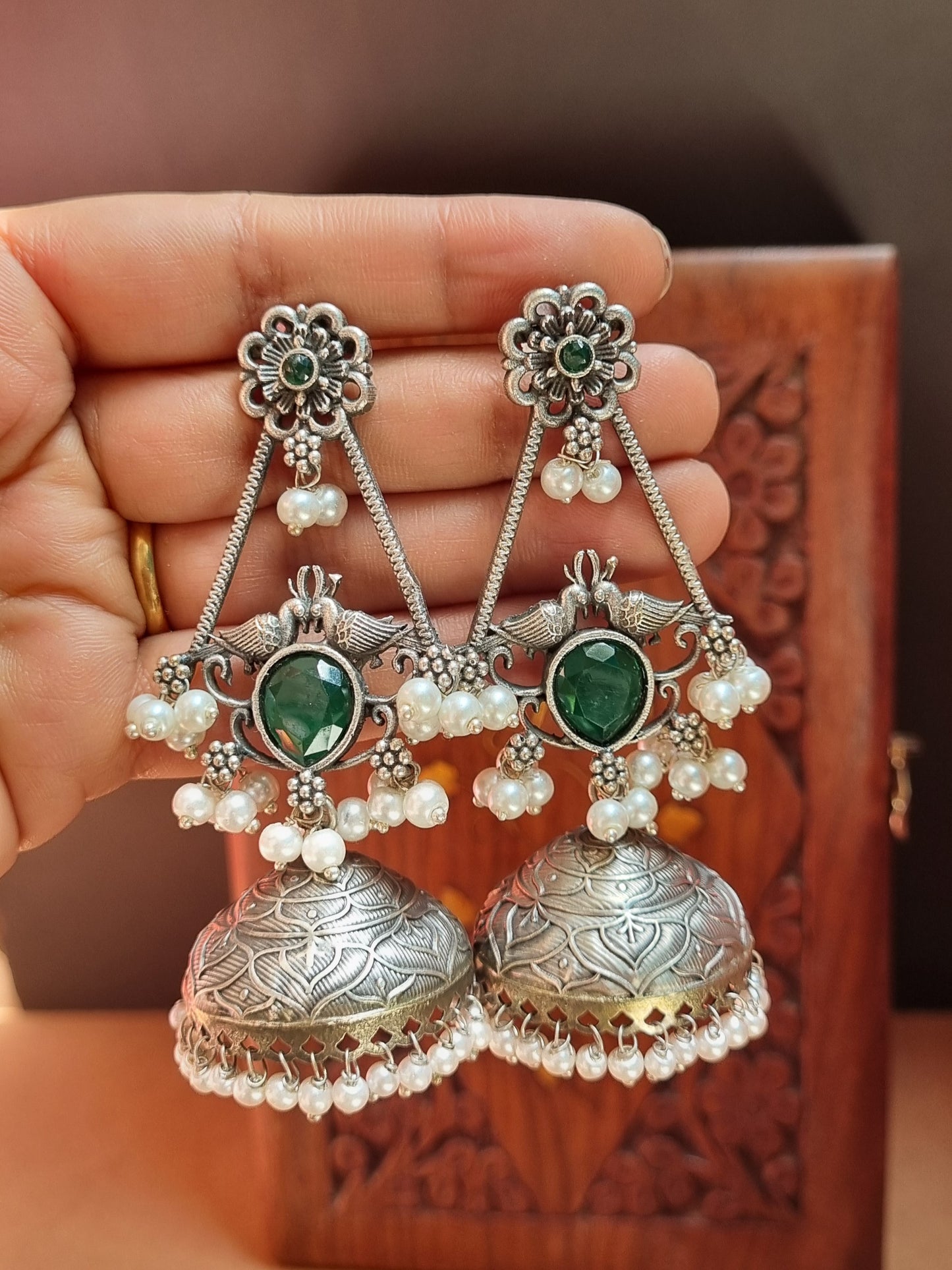 Baghi Silver Brass Jhumka