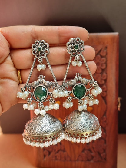 Baghi Silver Brass Jhumka