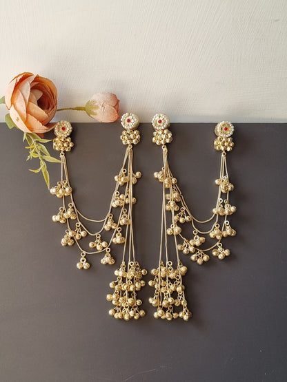 Sujata Golden Pachi Kundan Kashmiri Extension Earrings
