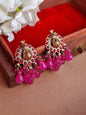 Peacock Golden Earrings- Pink