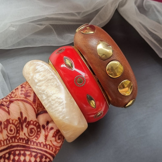 Set of 3- Wooden Bangles stack