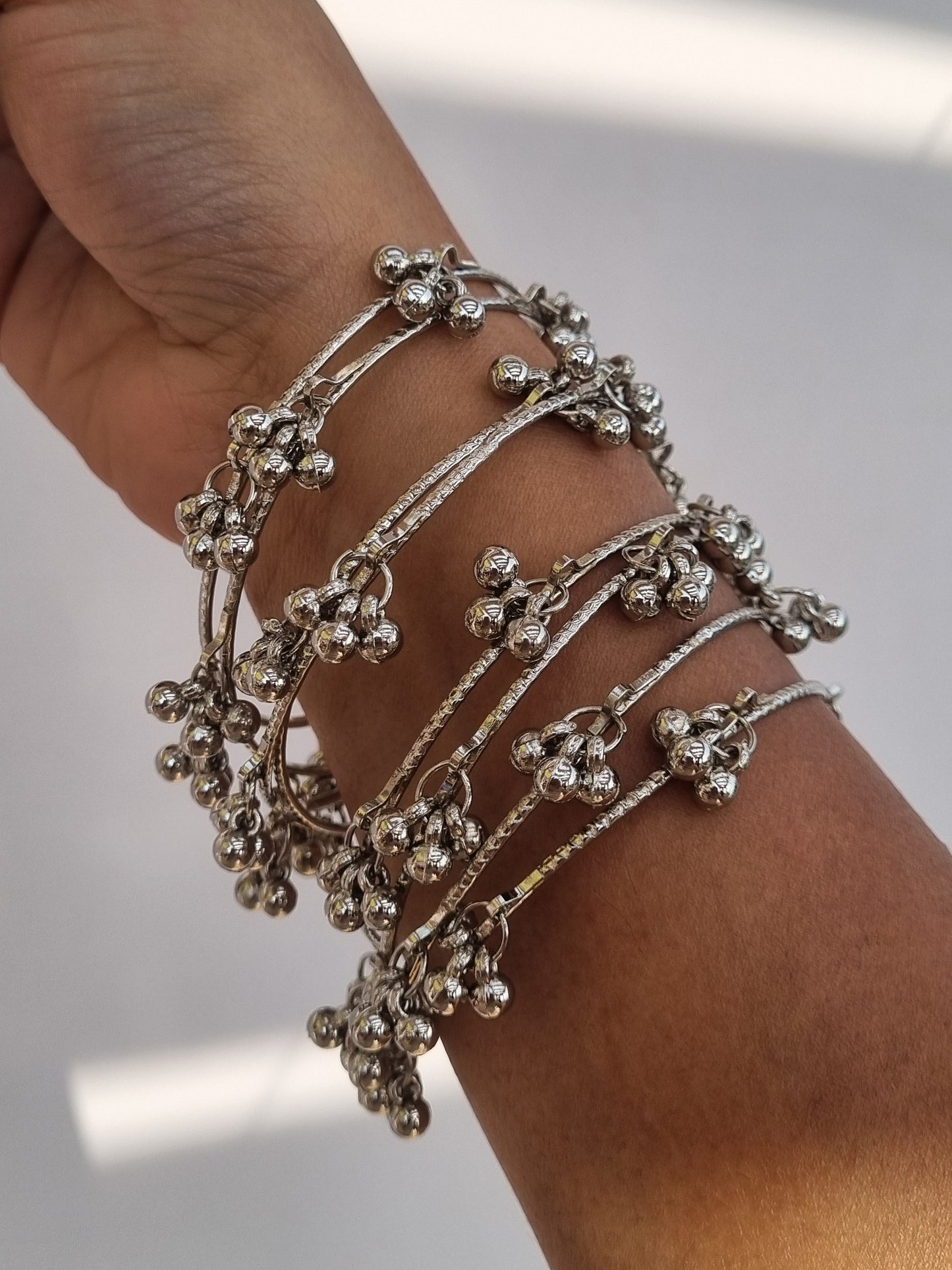 Silver Ghunghru Bangles