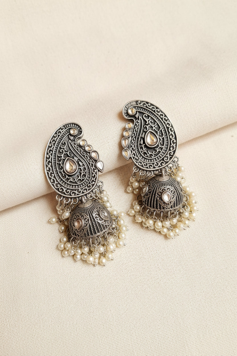 Stone oxidised Jhumka