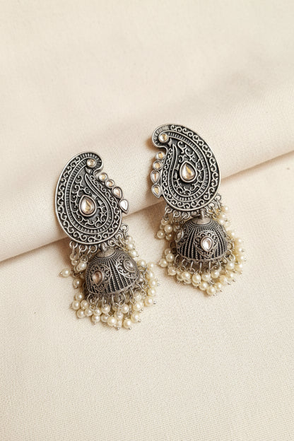 Stone oxidised Jhumka