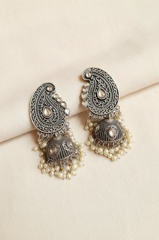 Stone oxidised Jhumka