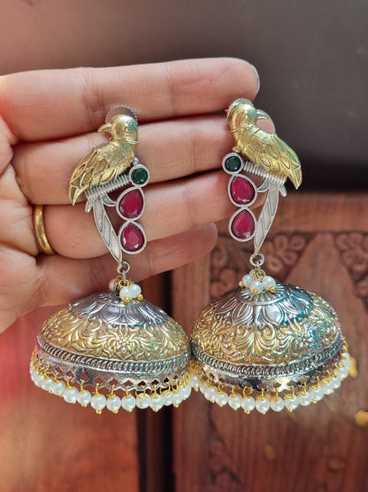 Sitaara Dual tone Brass Jhumka