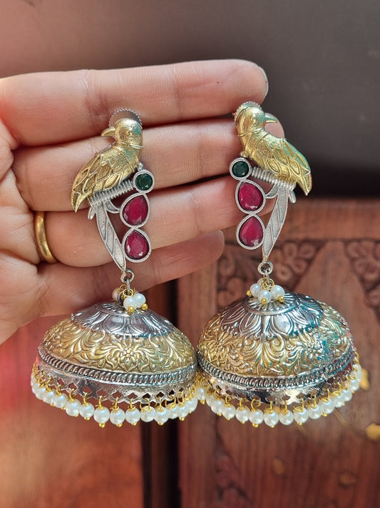 Sitaara Dual tone Brass Jhumka